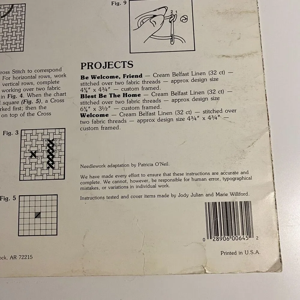 VTG 1988 Leisure Arts Be Welcome Friend Leaflet 645 Counted Cross Stitch Chart